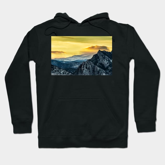 Near Sunset Over the Flatiron Mountains Hoodie by jecphotography